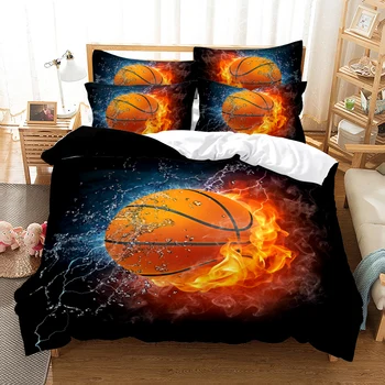 Basketball Comforter Bedding Set Hot Sale 3D Print Cool Pictures Queen Twin Single Full Duvet Cover Set Pillowcase Home Luxury