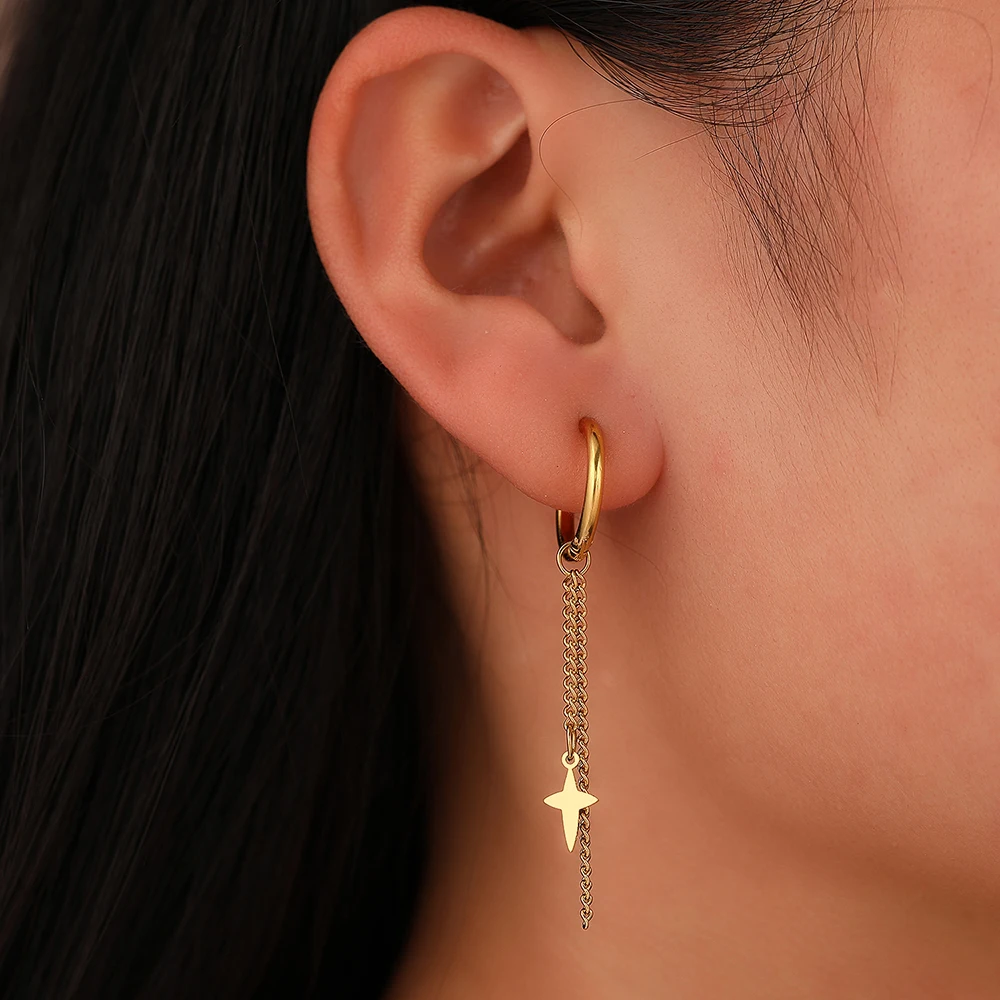 Women's Stainless Steel Geometric Hexagonal Dangle Earrings