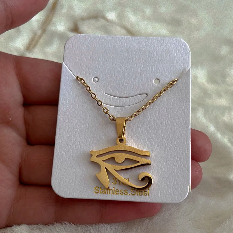 Stainless Steel Ancient Egypt Symbol Necklace Vintage Egyptian Pharaoh Eye of Horus Pendant Necklaces For Women Fashion Jewelry