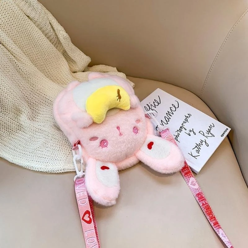 Túi đeo chéo cho bé gái Tuổi teen Túi đeo vai thỏ hoạt hình dễ thương Túi đeo vai sang trọng 15UB