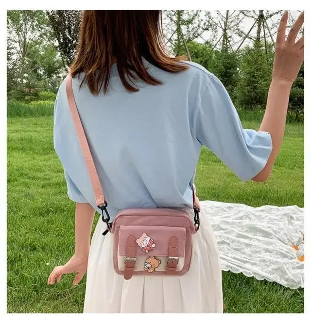 

Crossbody Bag for Girls Student Single Shoulder Canvas Bag Kawaii Colorblock Preppy Bag Crossbody Bag For School