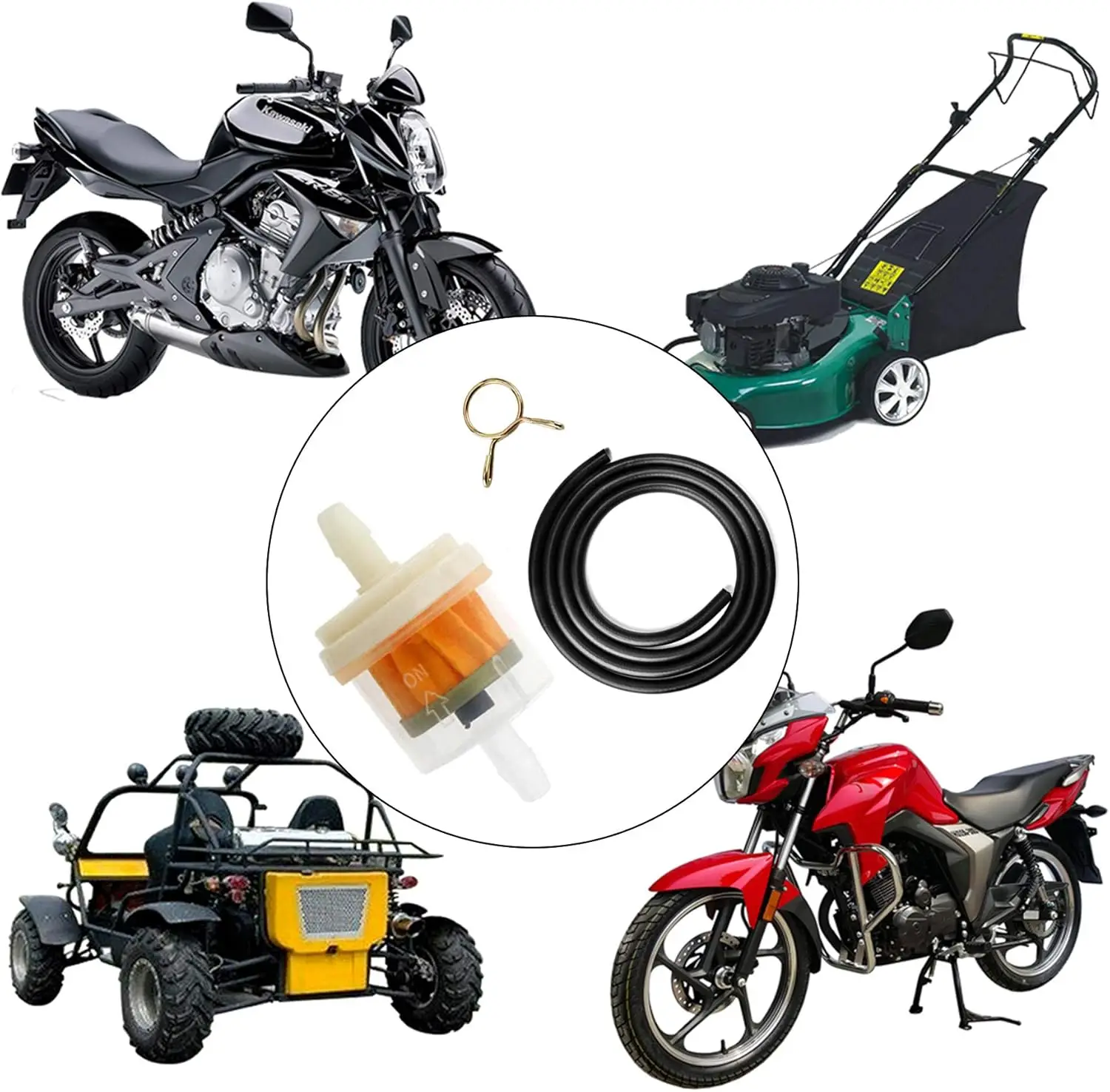 2Pcs Fuel Filter Line Snap Kit for Motocross ATV Beach Bike GY6 Skateboards Inline Fuel Filter Universal 6mm Inline Fuel Filter