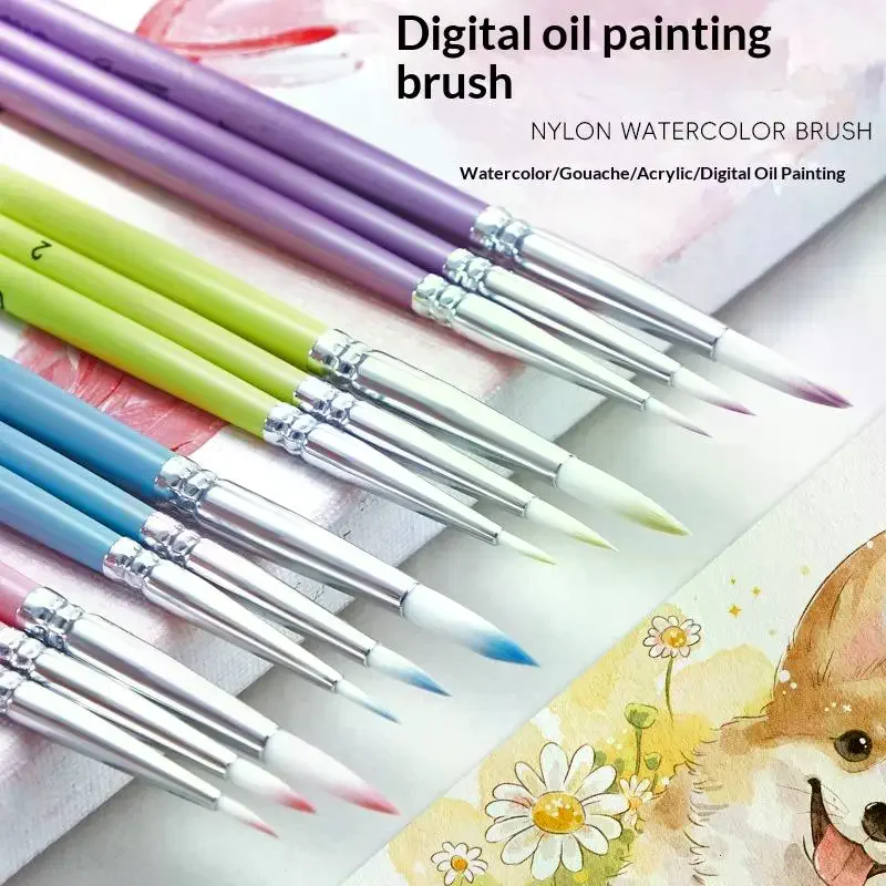 3PCs/Set Fine Hand Painted Thin Hook Line Pen Nylon Brush Art Supplies Drawing Art Pen Paint Brush Acrylic Painting Pen