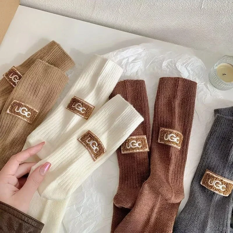

Coffee oild Thicken Middle Socks Ins UGC Wool Sock for Girl Women Warm Cold Proof Pile Socks Korean Style Winter Autumn