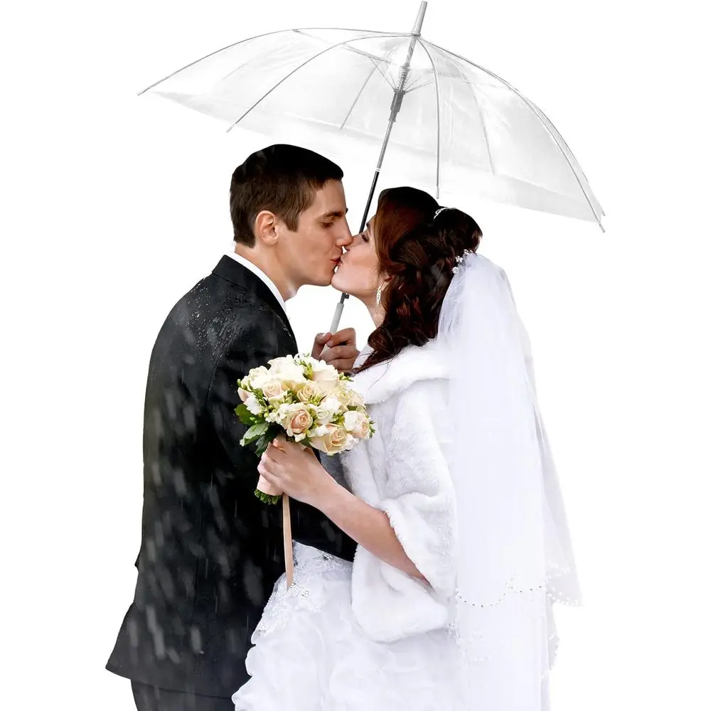 

20 Pack Clear Bulk Umbrellas, Waterproof and Windproof, Ideal for Weddings and Outdoor Events with J Hook Handle