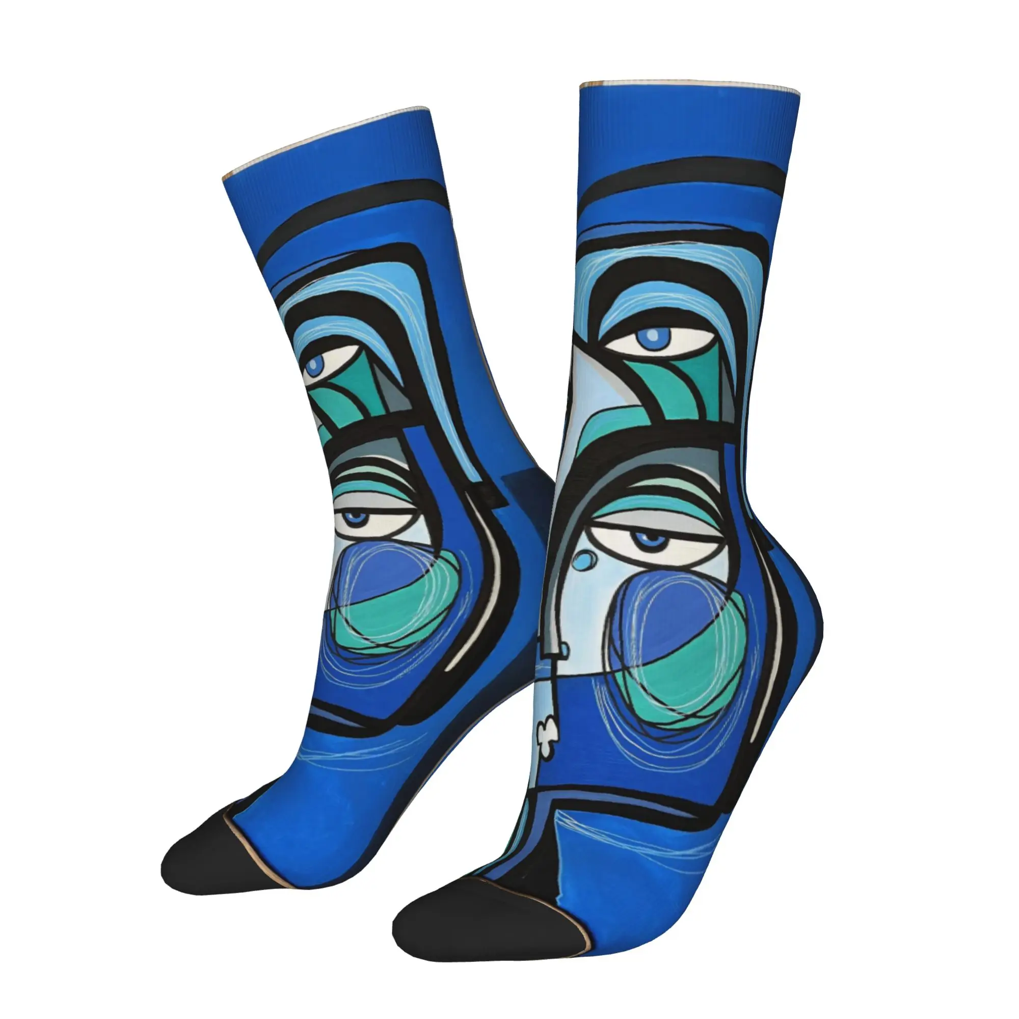 Men Women Abstract Art Face Socks Cotton Funny Happy  Socks Harajuku Accessories Middle Tube Socks Birthday Present