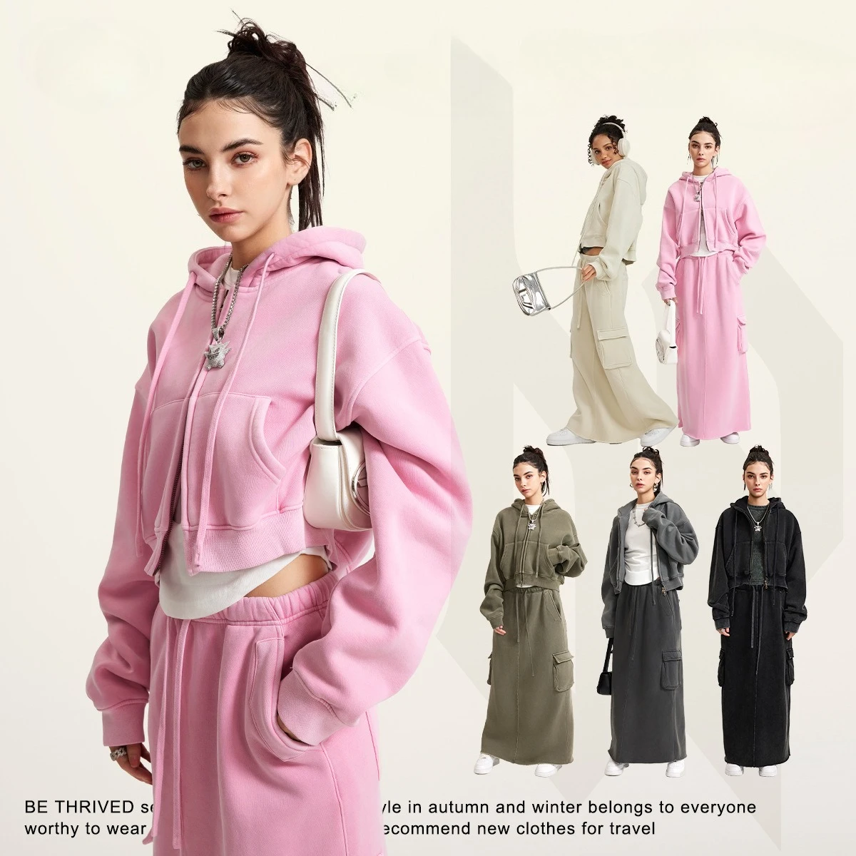 Autumn and Winter Sweatshirt Hoodies Women Retro Wash Hottie Zipper Coat Vans Distress Keep Warm Breathable Leisure Comfort