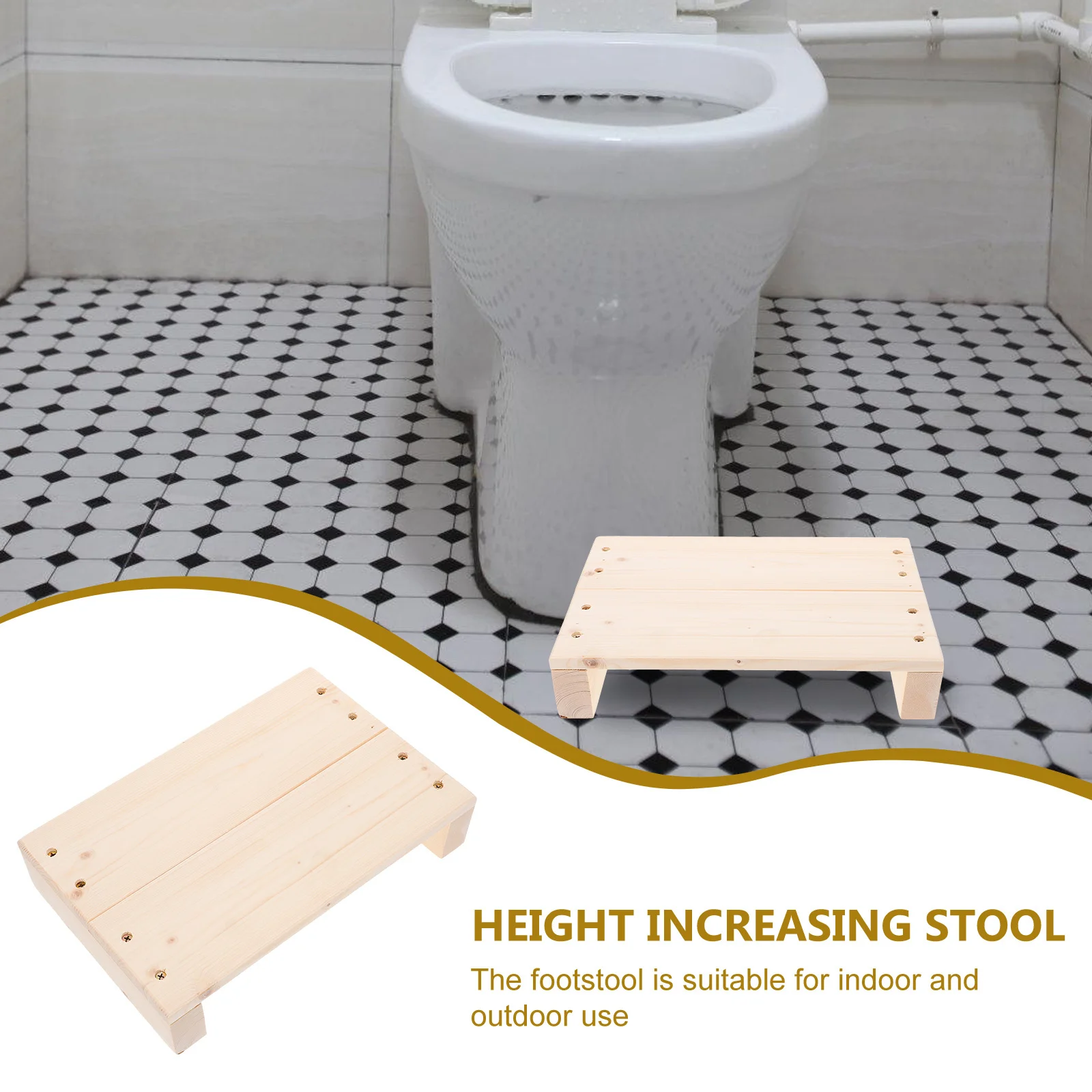 مقعد قدم خشبي متعدد الاستخدامات للاستخدام الداخلي والخارجي، مسند قدم مريح لسرير المكتب والمطبخ والحمام والكبار والأطفال