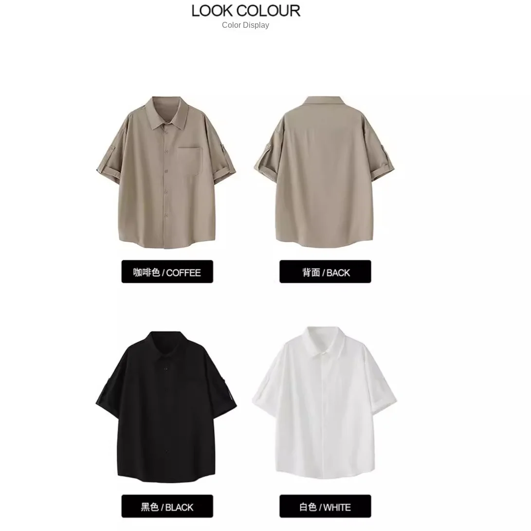 2024 New Summer Simple High-end Solid Color Short-sleeved Shirt Men's Design Casual and Versatile Men's Summer Shirt