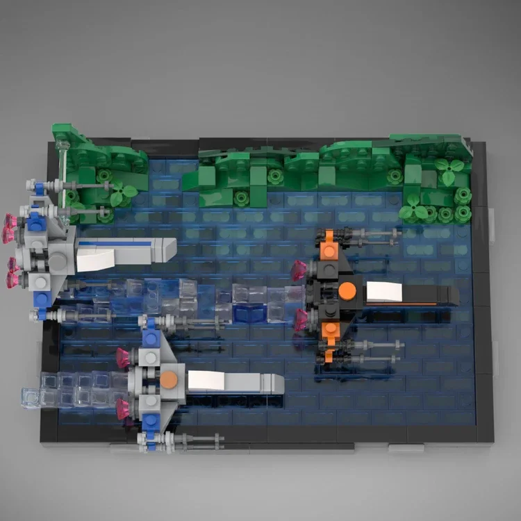 Stern Themen MOC Film Action Bausteine Kit Kampf Szene Ziegel Set Kampf Schiff Modell DIY Kämpfer Spielzeug für Kinder Kinder