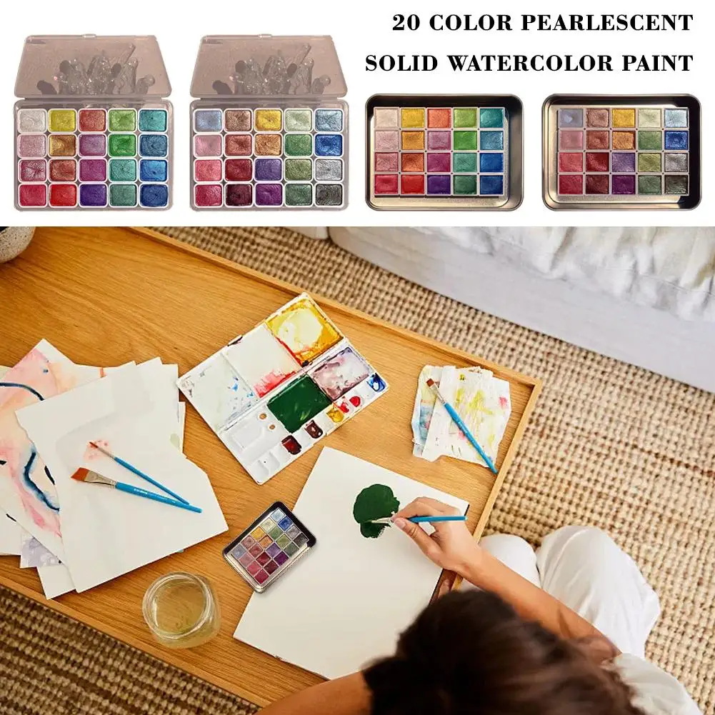 20 Color Dunhuang Colored Mineral Pearl Solid Watercolor Clay Glue ﻿ Antique Art Paint Coloring Illustration Drip Diy Nail U5h3