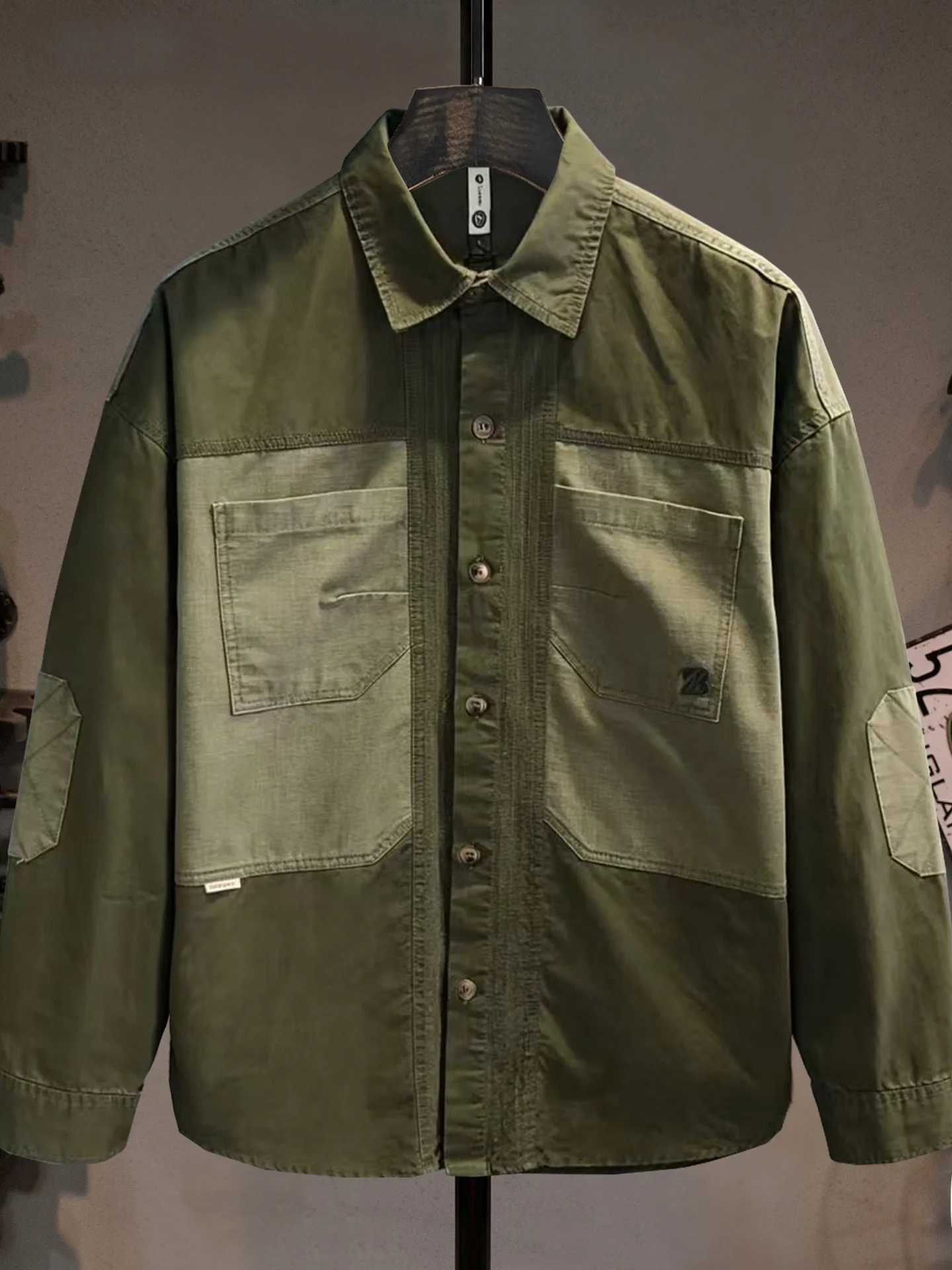 

Мужская рабочая рубашка свободного кроя из чистого хлопка с длинным рукавом, повседневная, с дизайнерскими вставками, дышащая, комфортная, с защитой от солнца