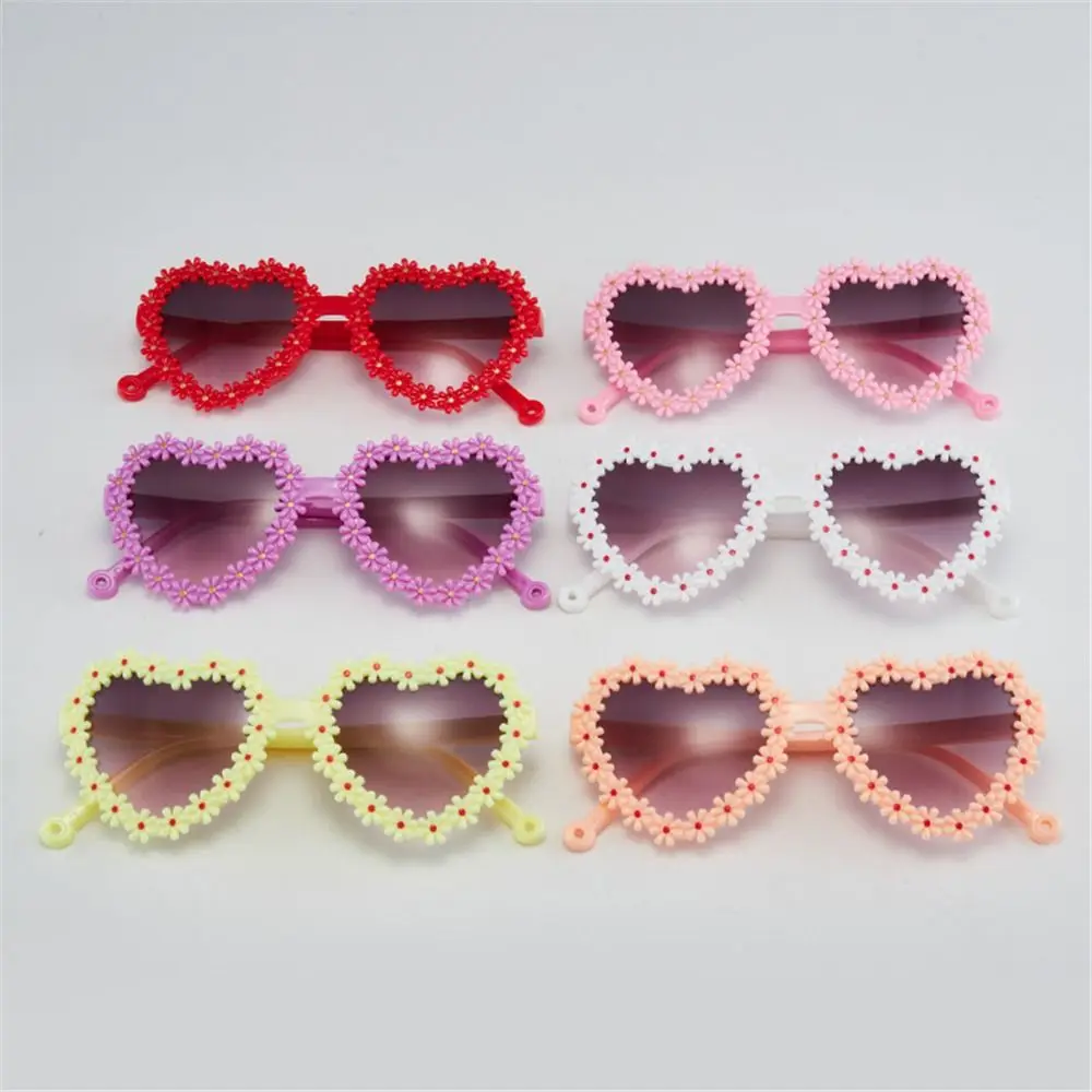 Kids Daisy Sunglasses Children Flower Heart-Shaped Outdoor Sun Protection Eyewear Novel Disco Festival Party Shades for Girls