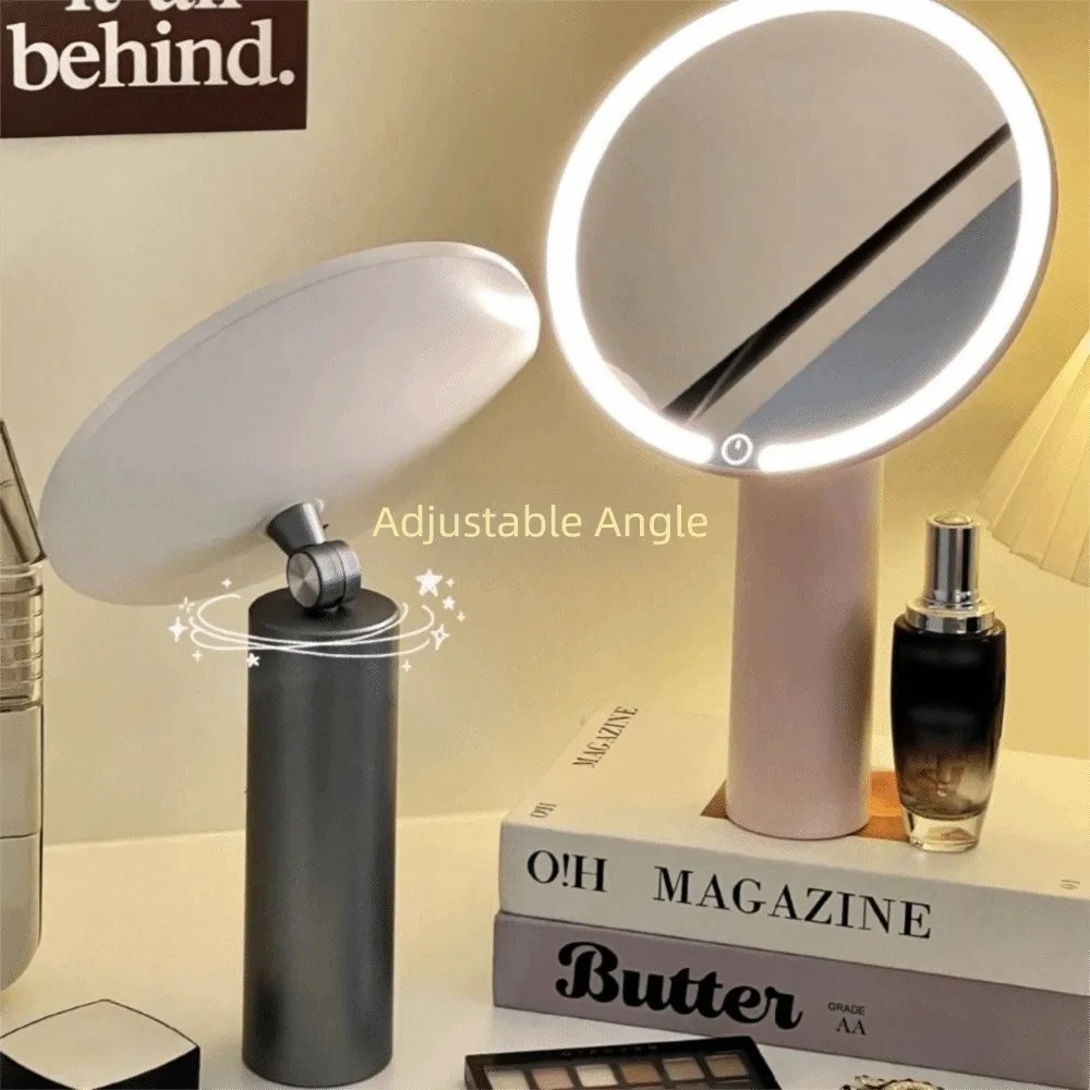 Miroir de maquillage LED à commande tactile, chargement USB, 3 lumières de couleur, miroir de vanité avec lumière haute définition variable