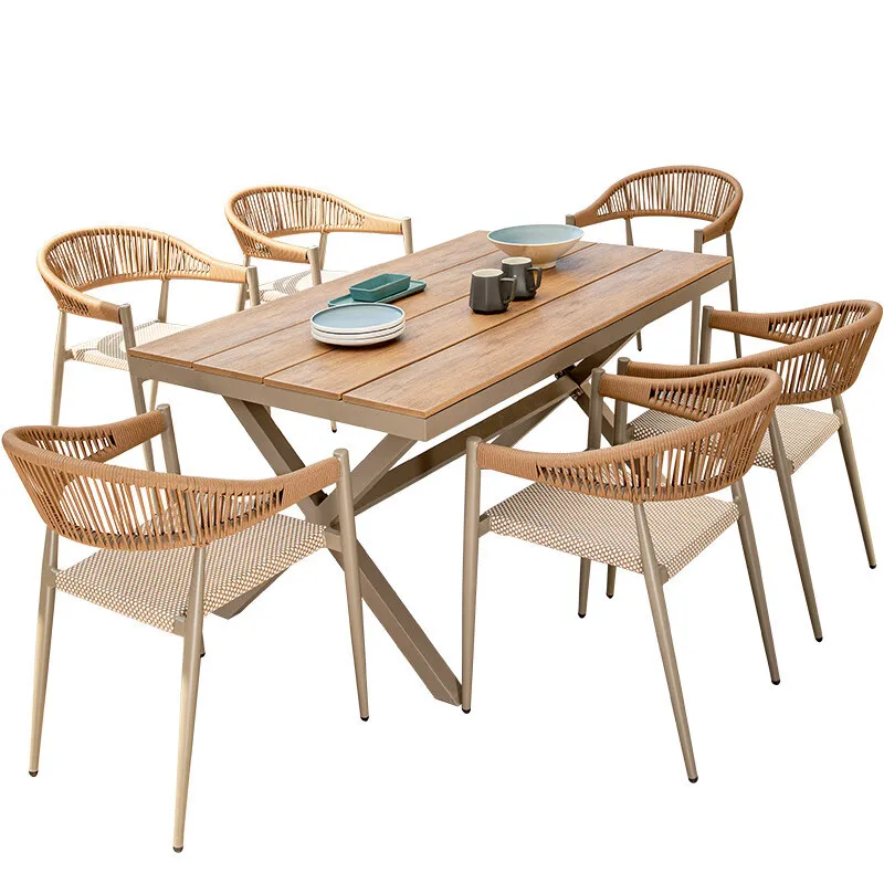 

Outdoor Nordic leisure table and chairs, courtyard garden, light luxury style table open-air