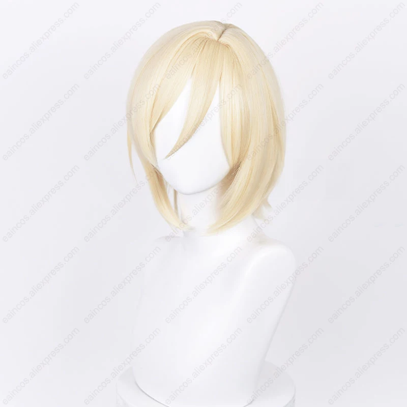 Es tenshouin eichi cosplay perücke 35cm creme goldenes kurzes haar hitze beständige synthetische perücken