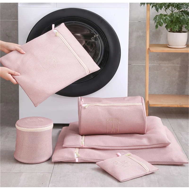 6 Size Set Embroidery Washing Machine Laundry Bag Underwear Bra Socks Wash Net Large Capacity Clothes Storage Laundry Organizer
