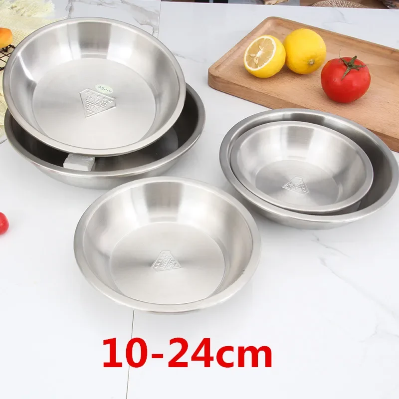 Starke 304 edelstahl abendessen platten obst sojasauce Pfeffer Disc runde familie obst dessert platte tablett schüssel Schüssel