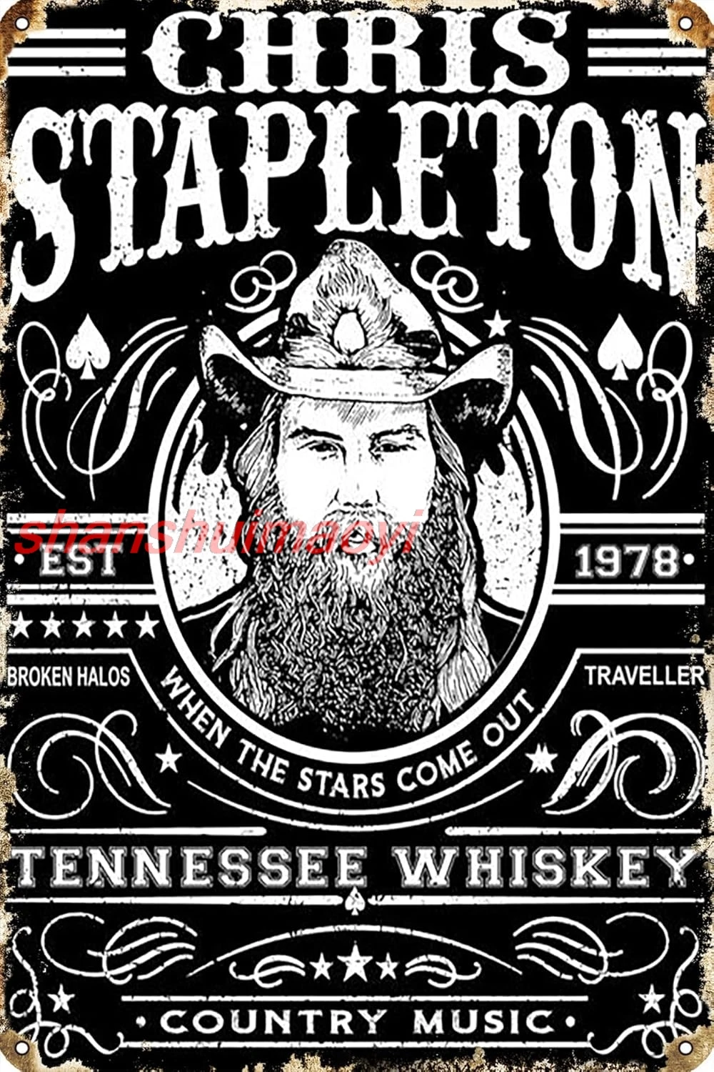 Chris Arts Stapleton Singer Outfits Music Outlaws Poster Retro Metal Tin Sign 12 X 8 Inch Home Cafe Bar Man Cave Wall Decor HAI