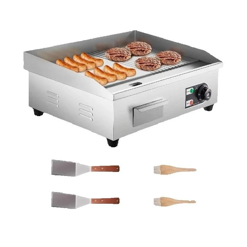 14"-22" elektrische Arbeitsplatten-Grillplatte Teppanyaki-Grill 1600W/3200W Edelstahl-Grills mit flacher Oberseite für Pfannkuchen-Huhn