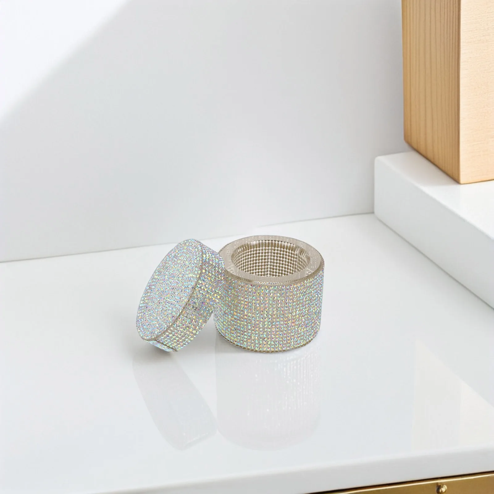 Tapa de taza para decoración de uñas de cristal con diamantes de imitación, accesorios para polvo de líquidos acrílicos, soporte de herramientas de manicura multifuncional decorativo de almacenamiento