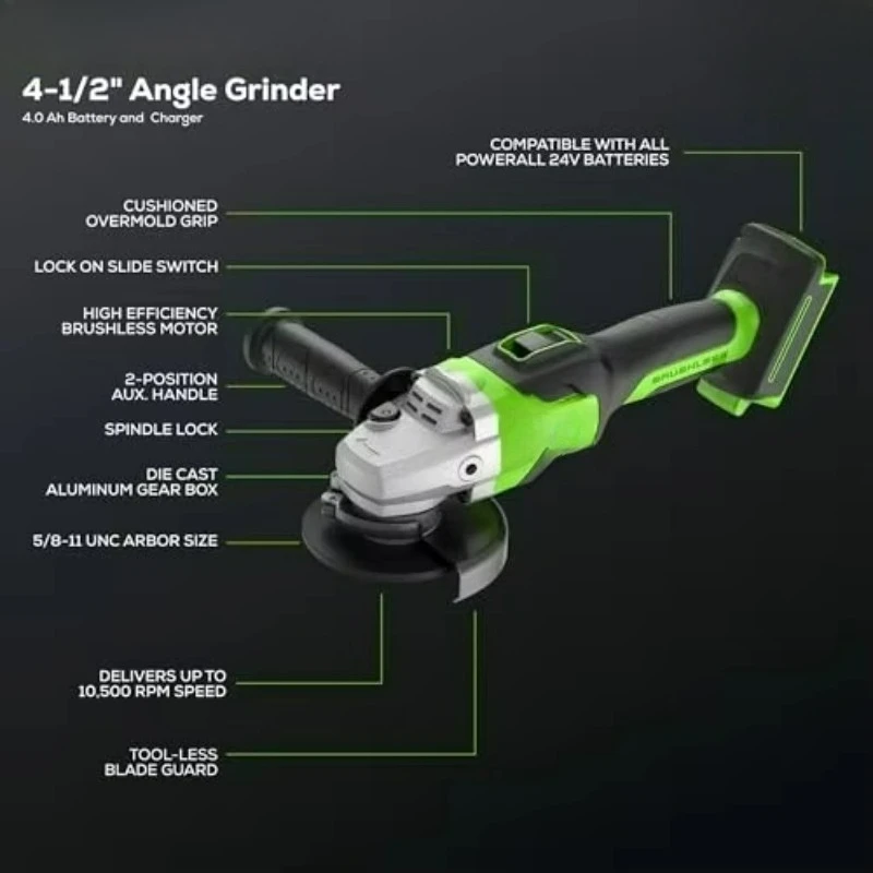 

Greenworks 24V Brushless Mini Angle Grinder 4Ah USB (Power Bank) Battery Charger 20V for Polishing DIY Grade 125mm 115mm Disc