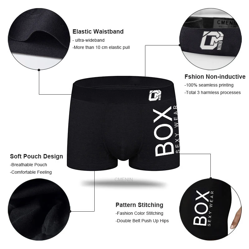 CMENIN 4 Người Quần Lót Boxershorts Cotton Nam Võ Sĩ Nam Thoáng Khí Quần Lót Quần Lót Nam Mềm Quần Lót Boxer OR212