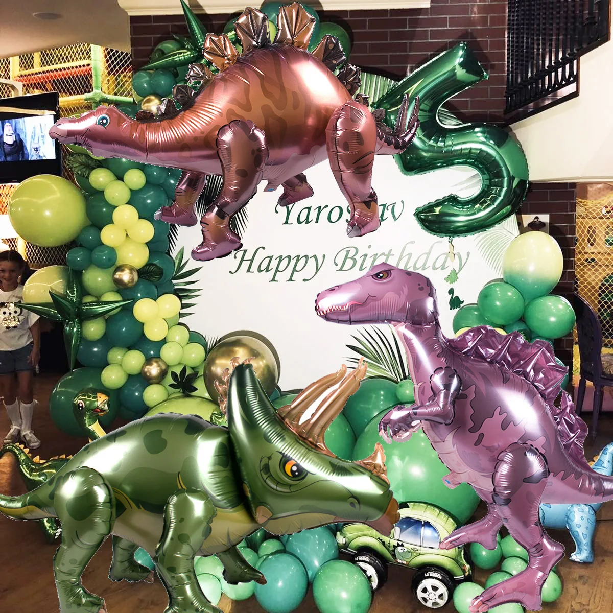 Large 4D Walking Dinosaur Foil Balloons  Boy Birthday Party Decoration Kids Toy Air Globos Baby Shower Dino Themed Party Favors