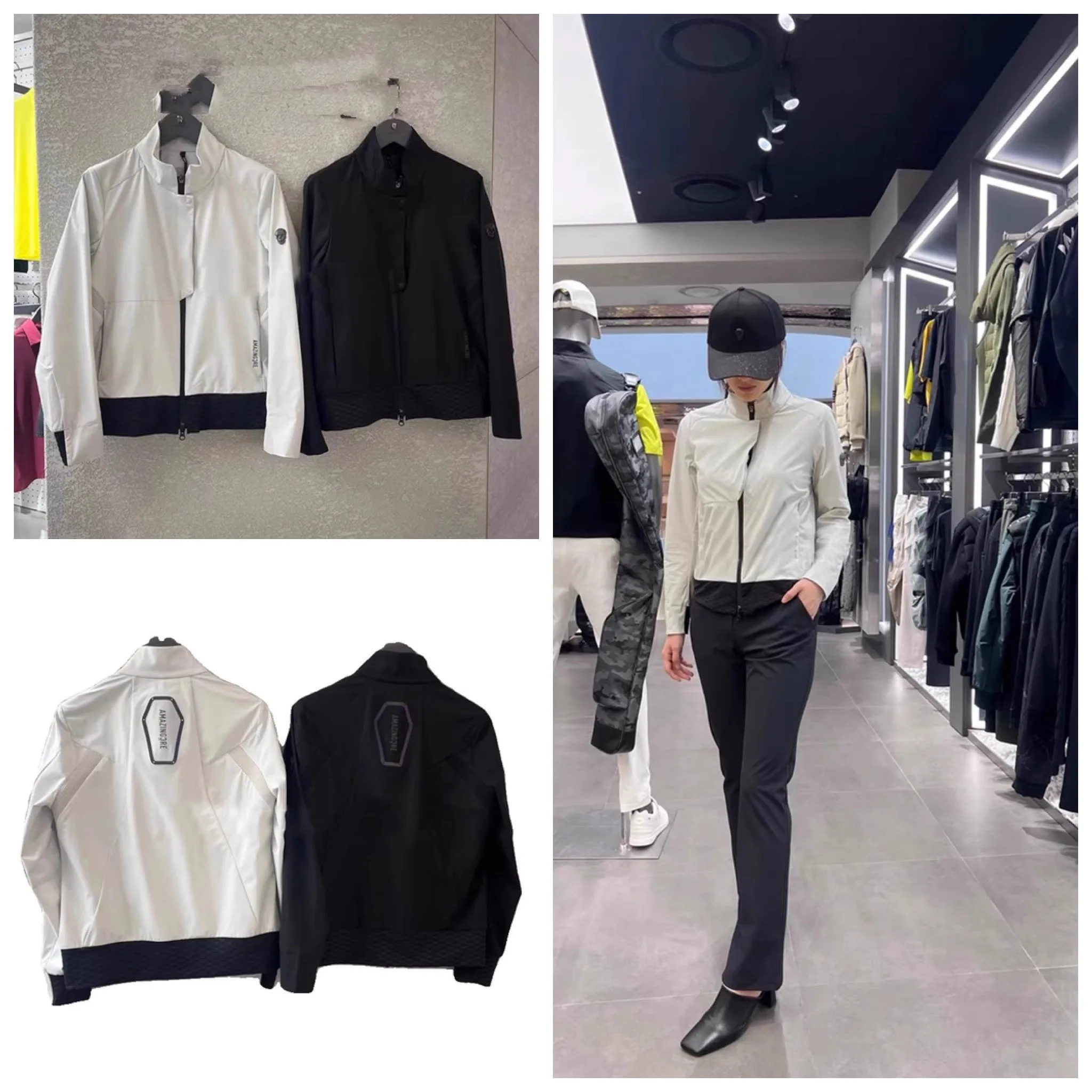 

Women's Skull Print Golf Jacket - Edgy Long Sleeve Full-Zip Coat for Fall & Winter Course Style