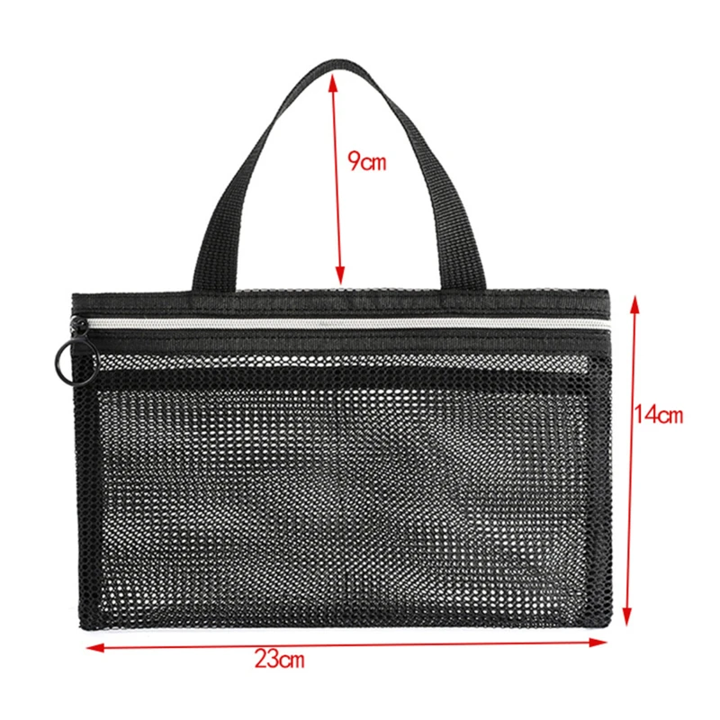 Double Zip Mesh Cosmetic Bag Portable Toiletry Beauty Storage Case Large Capacity Bath Wash Bag Solid Color Beach Bag