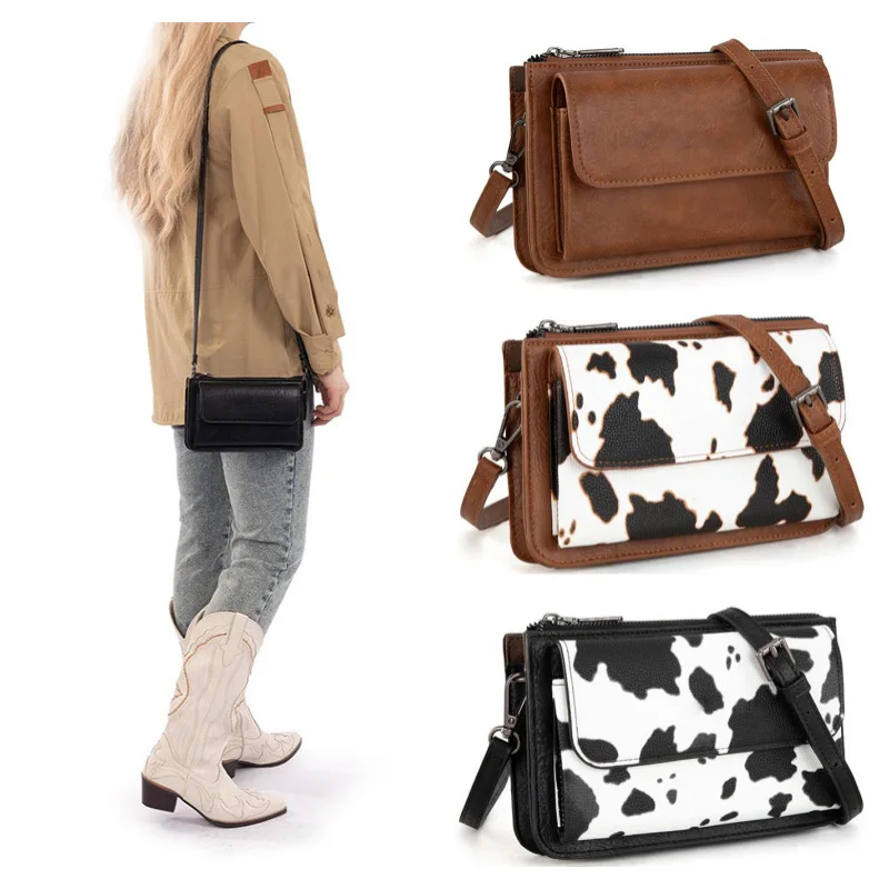 

Cow Pattern Crossbody Shoulder Bag,Leopard Print Cluth Purse,Compact Chic Women Sling Bag,PU Wallet,Women Vintage Coin Pocket