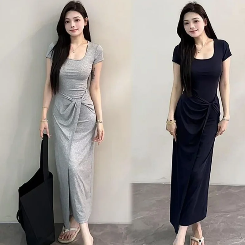 Vestidos de manga curta das mulheres noite 2025 mulher primavera cupro em camadas faixas fofas rendas babado mão-plissado decorativo único ol