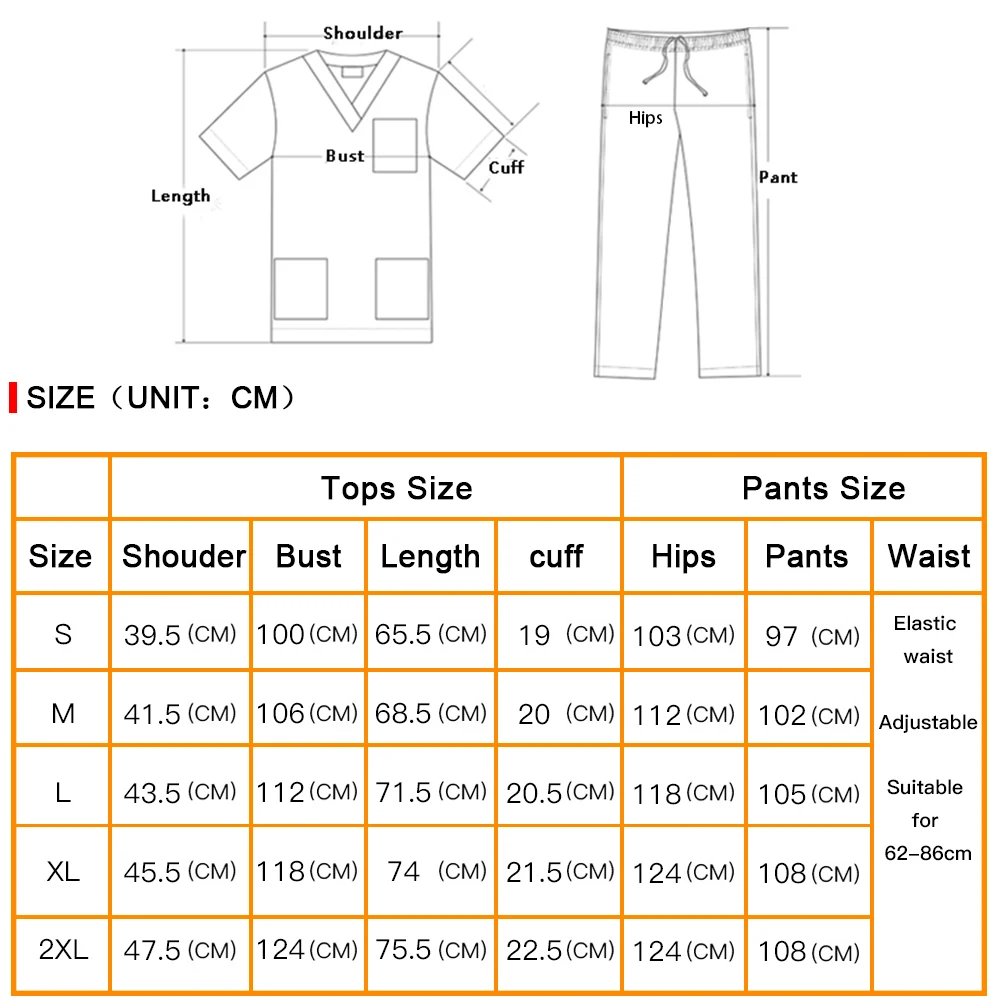 Uniformes médicos femininos, conjuntos elásticos, roupas cirúrgicas, tops de manga curta, calças, acessórios de enfermagem, roupas de enfermeira hospitalar