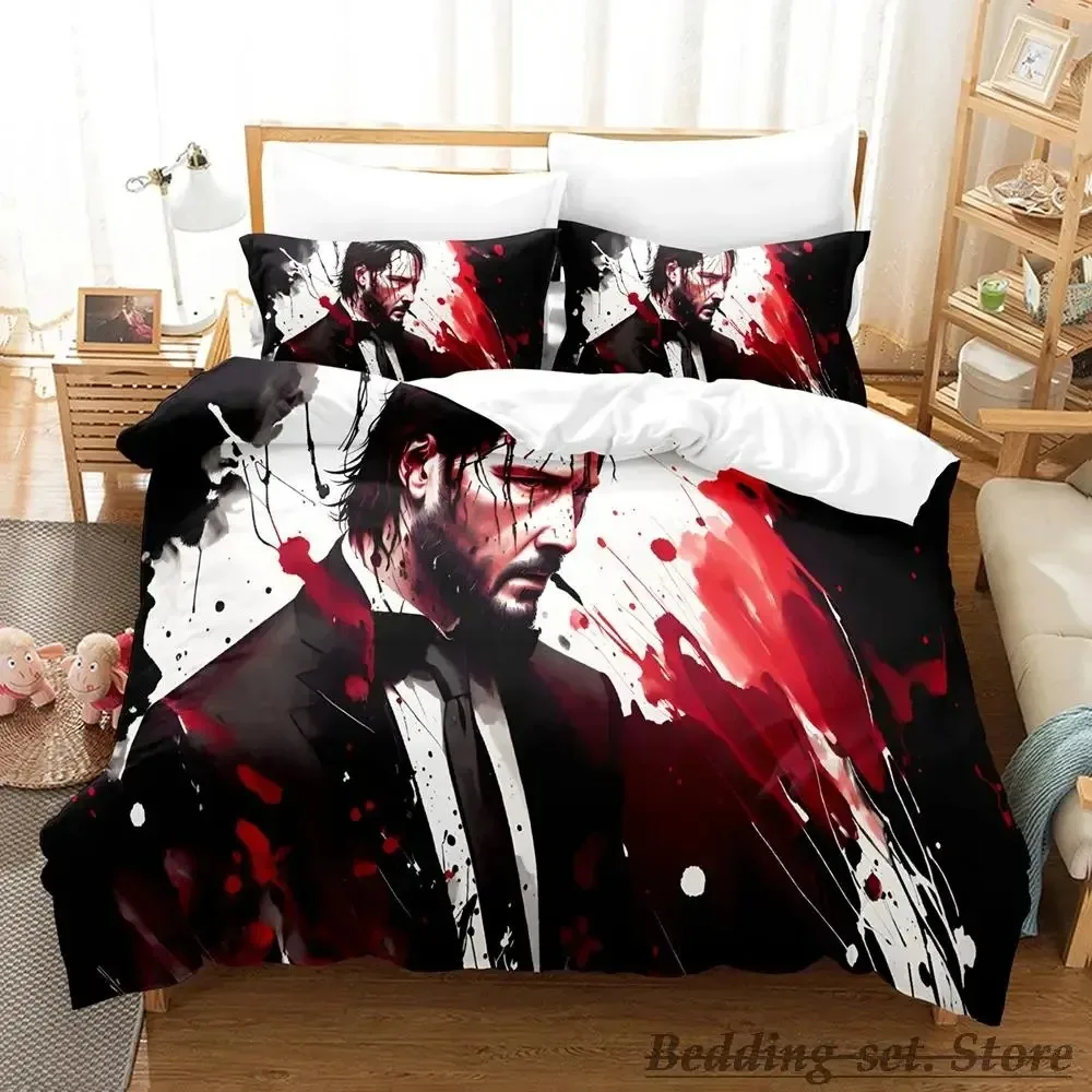 2023 John Wick Bedding Set Single Twin Full Queen King Size Bed Set Adult Kid Bedroom Duvetcover Sets Anime parure de lit Bed