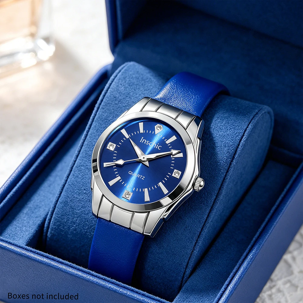 1 PC Elegant, Exquisite, Fashionable Leather Strap Women's Quartz Watch Available in Multiple Colors, Gift Box Not Included