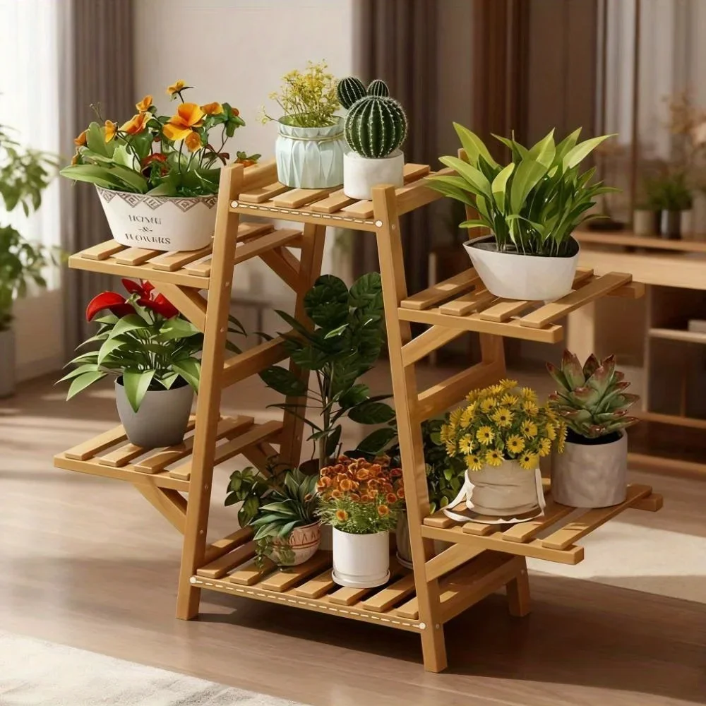 New Upgrade Flower Stand Storage Rack Indoor Potted Climbing Flower Stand Flower Stand Shelf Balcony Floor-Standing Living Room
