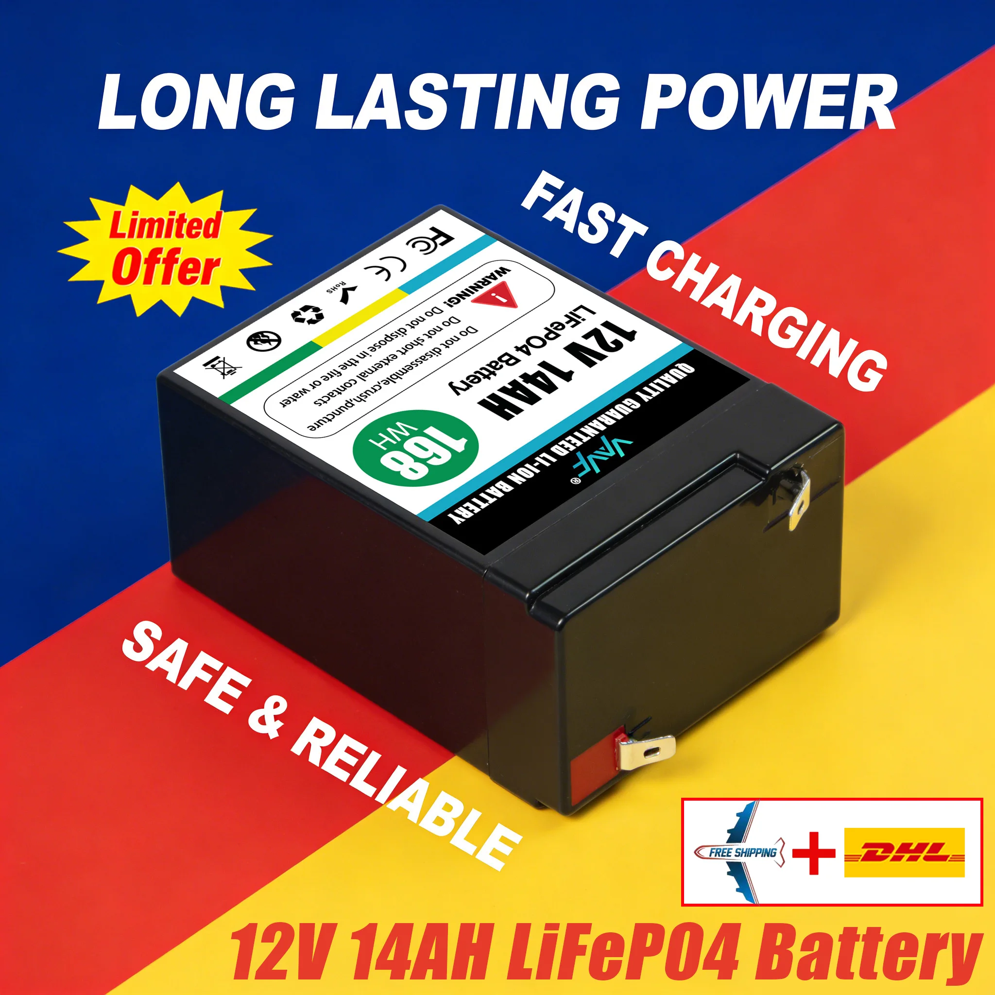 

14AH ⌚️ Аккумулятор LiFePO4 12В с BMS, перезаряжаемый, для фосфатных батарей Для UPS, надежных систем для автодомов, автономных систем, морского применения и солнечных энергосистем