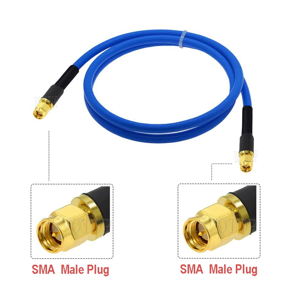RG401 250 50-5 كابل SMA ذكر 90 °   إلى SMA ذكر الزاوية اليمنى عالية التردد كابل اختبار خسارة منخفضة RF محوري ضفيرة الطائر