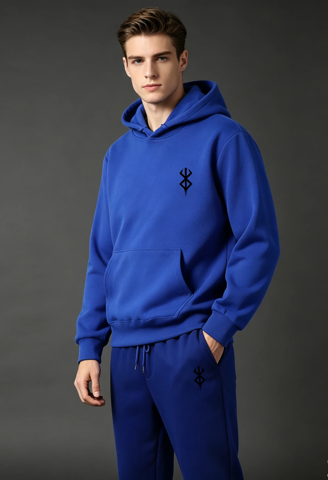 Men's and Women's Casual Fashion Trendy Hooded Sweatshirt Pants Spring and Autumn Outdoor Popular Font Printing Set