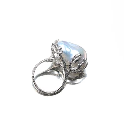 100%Natural Freshwater Baroque Ring Cold White Warm Light Transparent Colorful Irregular Pearl Men's and Women's Adjustable Ring