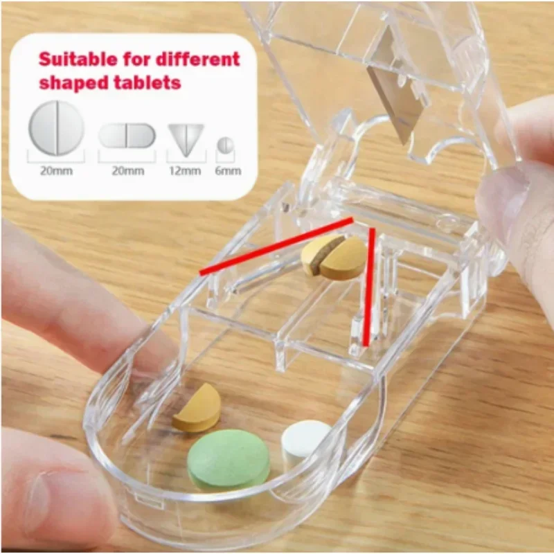 Splitter Medicine Pill Holder Tablet Cutter Splitter Divider Pill CaseMedicine Pill Cutter Box Portable Drug Box Useful Grinder