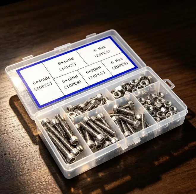 Stainless Steel For m6 Socket Head Cap Screws with Nuts 80pc Kit Suitable for Structural Mechanical and Panel Mounting Tasks