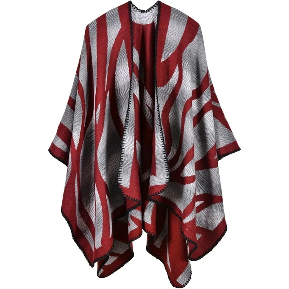 

Women's shawl, front open cape, oversized sweater, autumn and winter casual open cape
