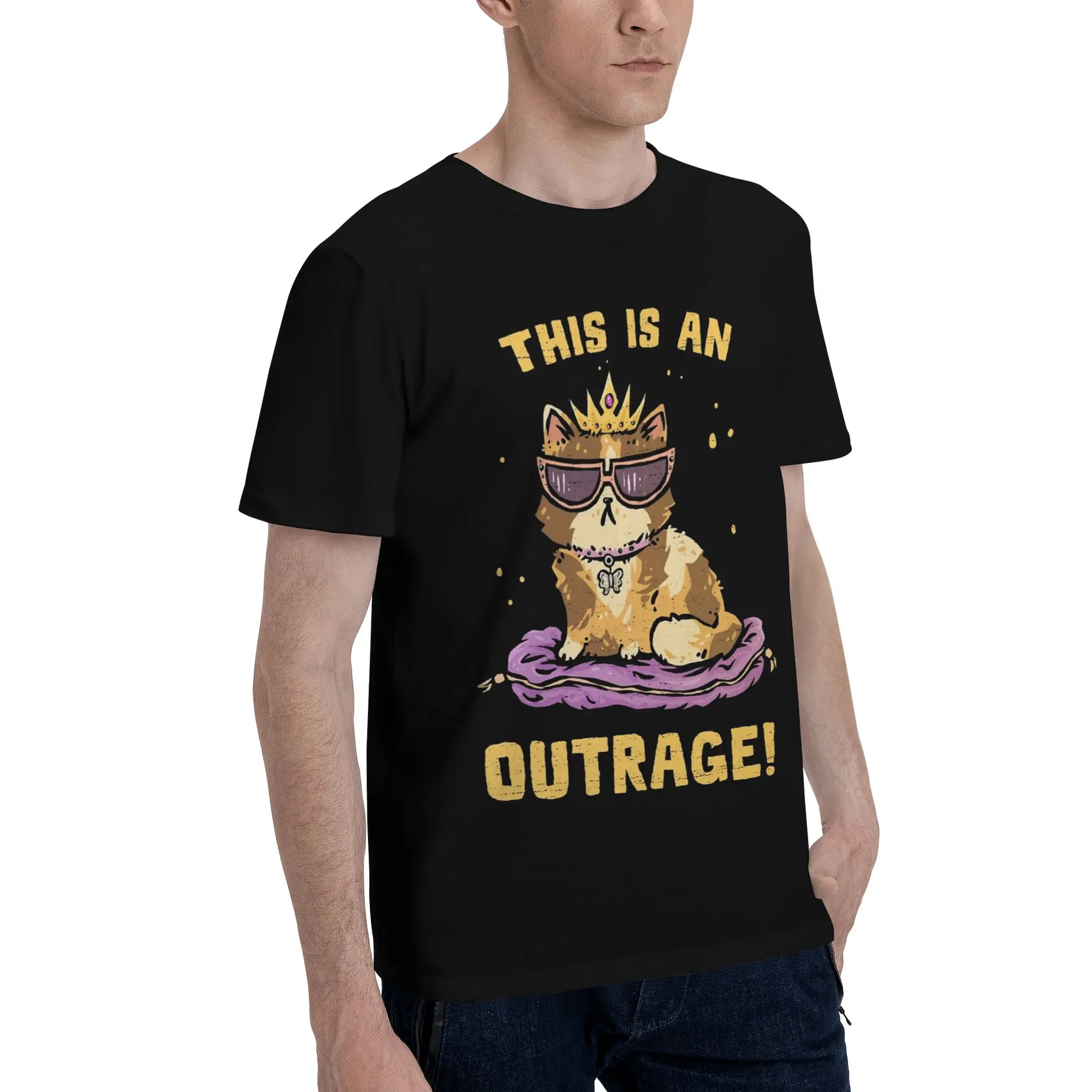 Men Women New Arrival This Is An Outrage Princess Donut Cat   Tee T Shirt Cotton  T-shirts Clothing