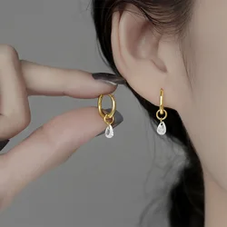 Small Water Droplet Hoop Earrings for Women Simple Golden Silver Color Metal Loop Earrings Geometry Vintage Round Circle Jewelry