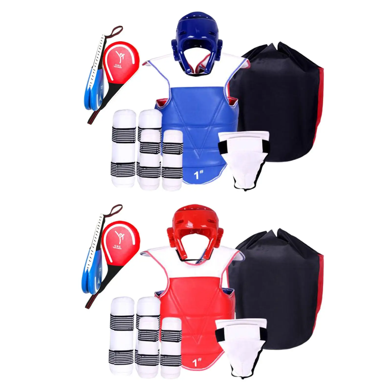 

6 Pieces Taekwondo Protective Gear Set Protective Equipment Boxing Chest Protector Boxing Headgear for Mma Kickboxing Muay Thai