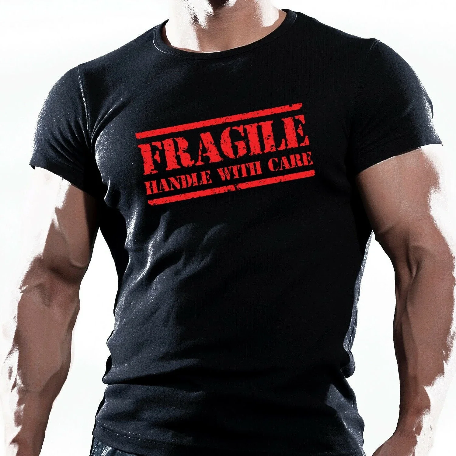 Fragile Handle with Care. Gym Bodybuilding Training Fitness T-Shirt 100% Cotton O-Neck Short Sleeve Summer Casual Mens T-shirt