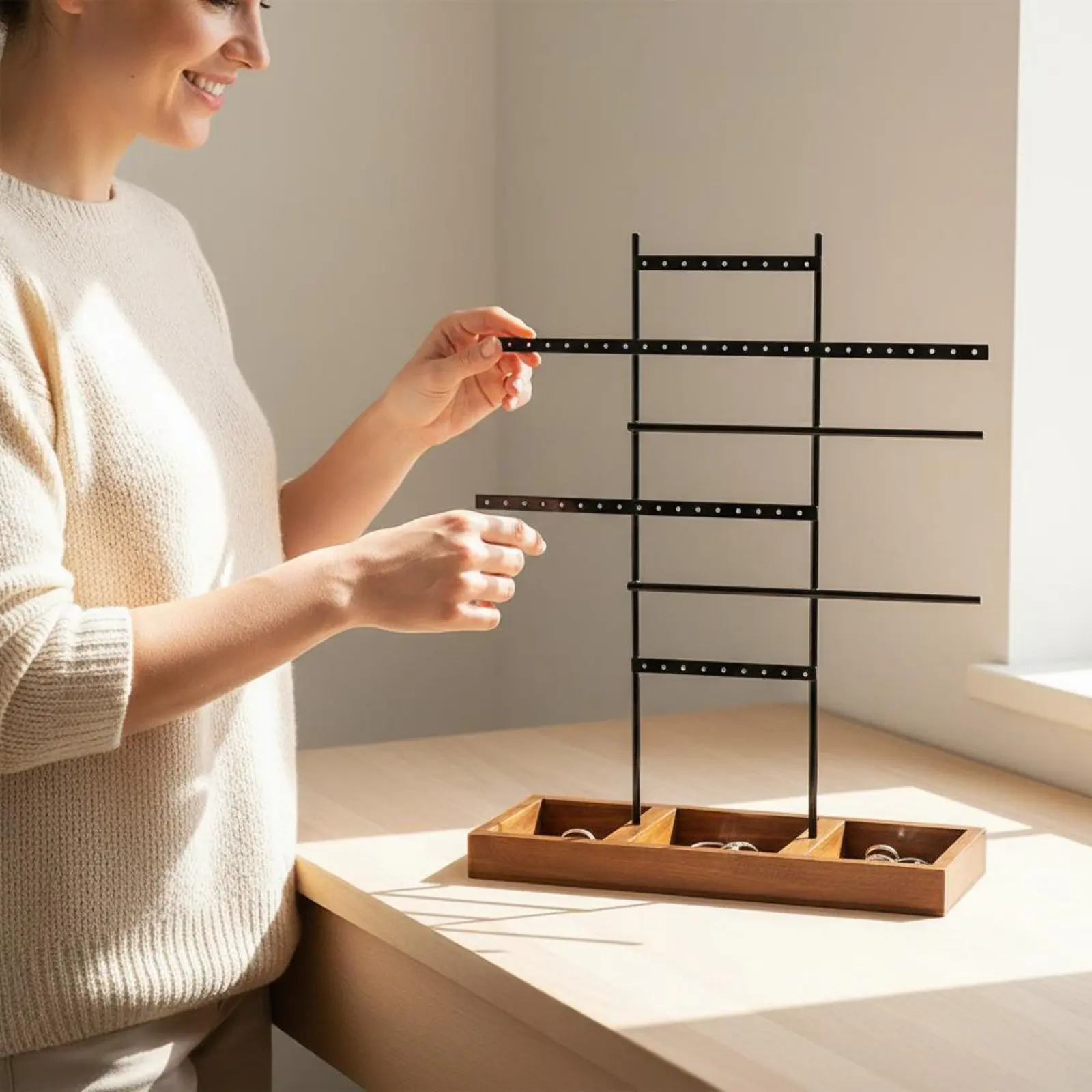 

Earring Display Holder Multi-Purpose Earring Tree Jewelry Rack Space-Saving Decorative Organizer Stable Base for Vanity