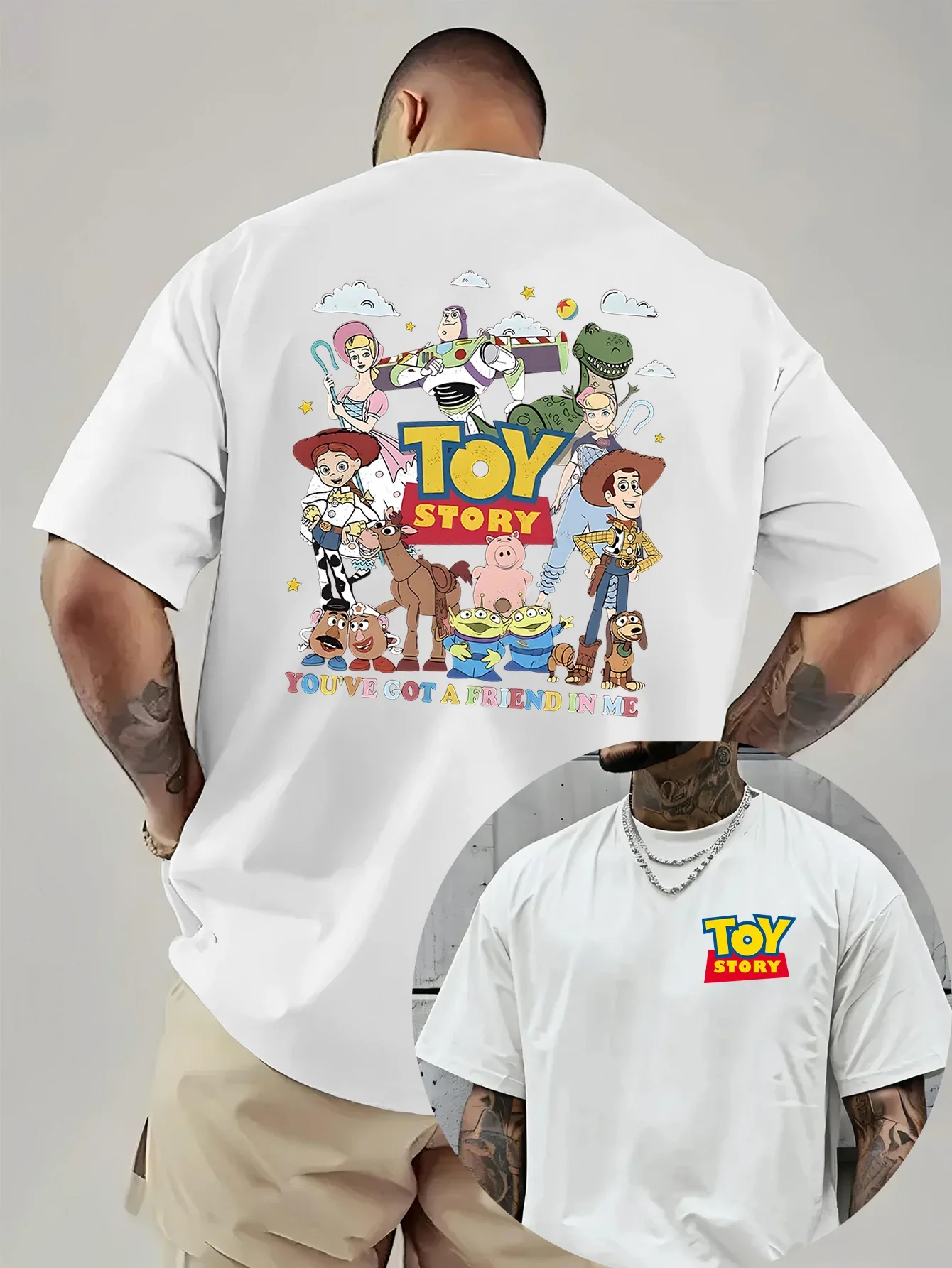 

Disney Anime Toy Story Printed Large T-shirt 2026 Men's and Women's Summer New Style Harajuku Loose Casual Short Sleeve Y2K Top
