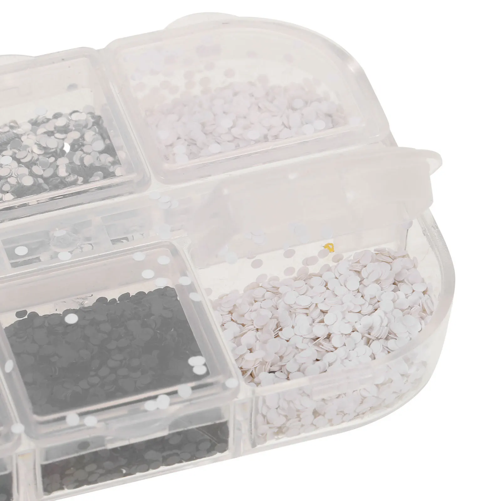 2 قطعة ملصقات الأظافر الصغيرة 2 صناديق جولة بريق الترتر 6 شبكة نقطة السحر متعدد الألوان تقشر الزينة Diy بها بنفسك مانيكير مسمار الفن